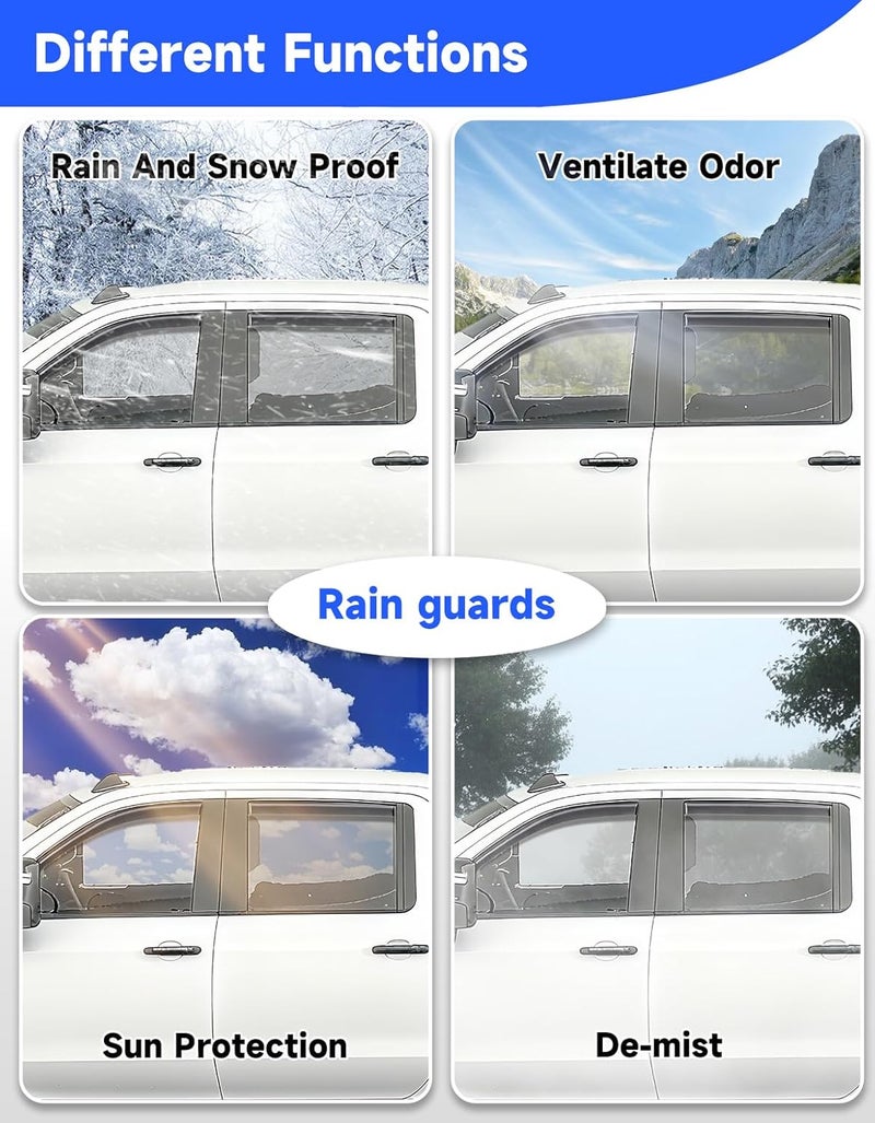 Breejoy in-Channel Window Rain Guards Fit for for Truck Chevy Silverado/GMC Sierra 2500HD 3500HD 2020-2026 Crew Cab, Window Deflector Extra Durable Visors Vent Visors Vent Shades Car Accessories - Image 4